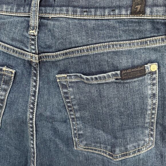 7FAM Alexa High Rise Cropped Flare Wide Leg Jeans Distressed Raw Hem Size 29 - Picture 9 of 10